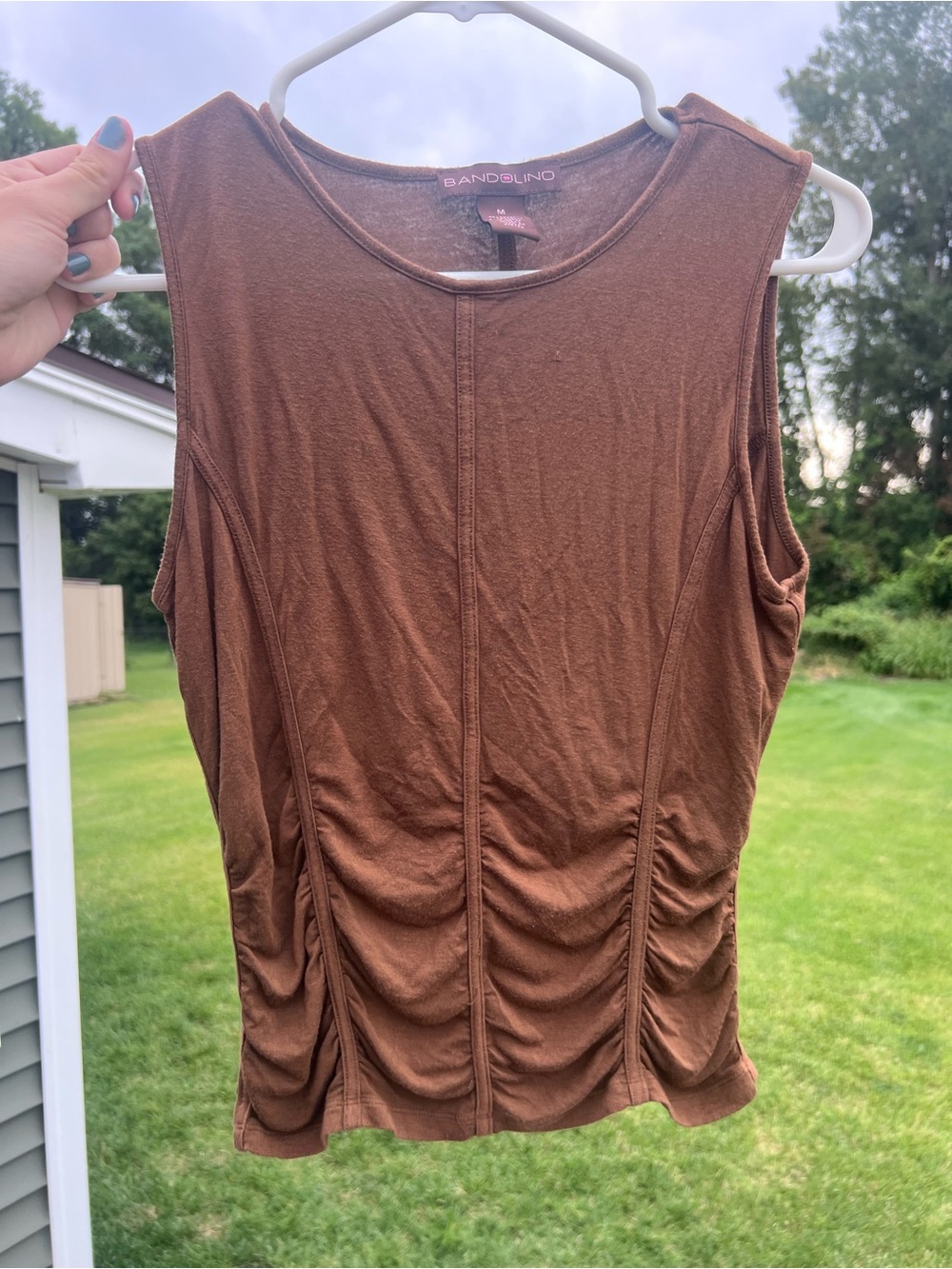 Vintage Y2K Bandolino Brown Ruched Corset Style Sleeveless Tank Top M